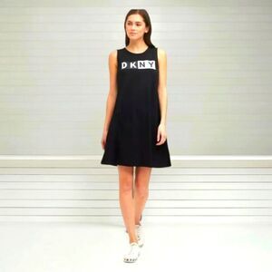 DKNY women's black & white  soft sleeveless fit & flare  mini dress size S/M
